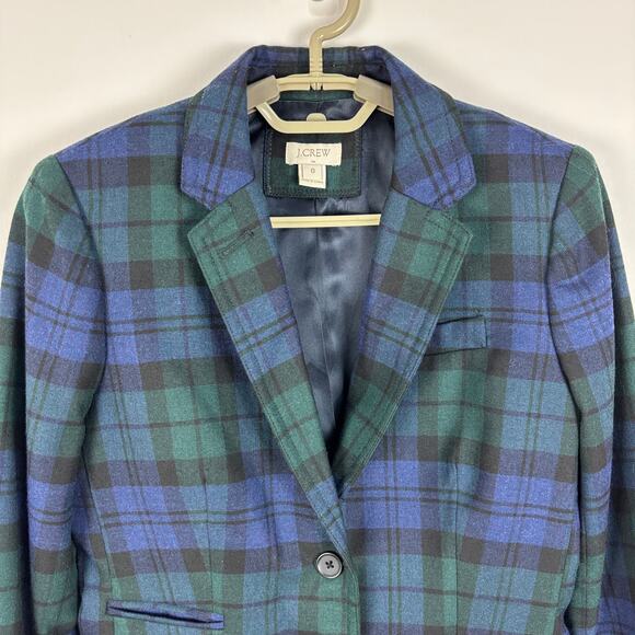 J. Crew Factory black watch plaid blazer 0 Wool blend 22235 academia preppy - Picture 4 of 10